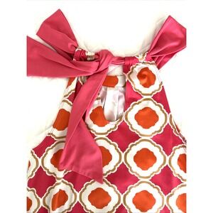 Mud Pie Dress Sleeveless Geometric Retro 60's‎ Halter Medium Pink and Orange